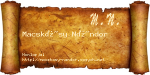 Macskásy Nándor névjegykártya