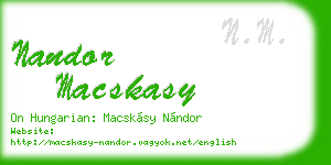 nandor macskasy business card
