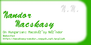 nandor macskasy business card